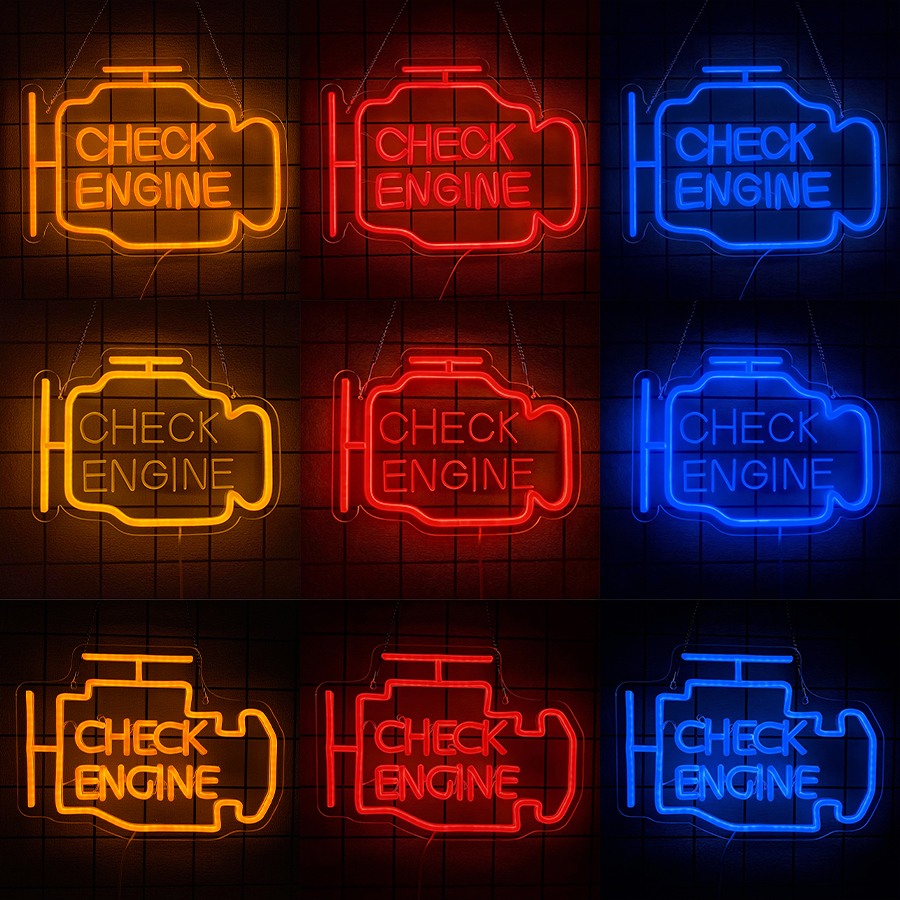 Check Engine Neon Sign for Man - Auto Repair Shop Signs บทวิจารณ์และราคา