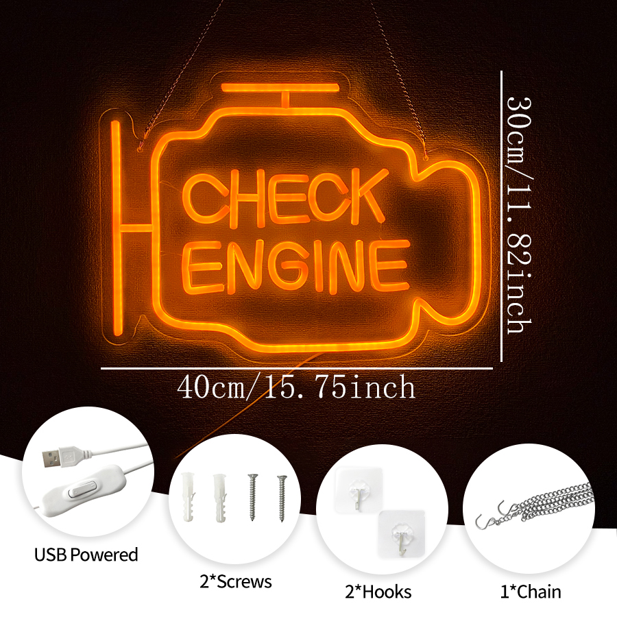 Check Engine Neon Sign for Man - Auto Repair Shop Signs บทวิจารณ์และราคา