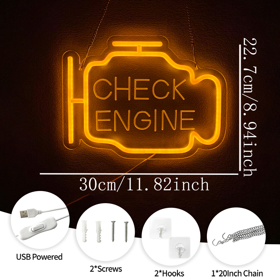 Check Engine Neon Sign for Man - Auto Repair Shop Signs บทวิจารณ์และราคา