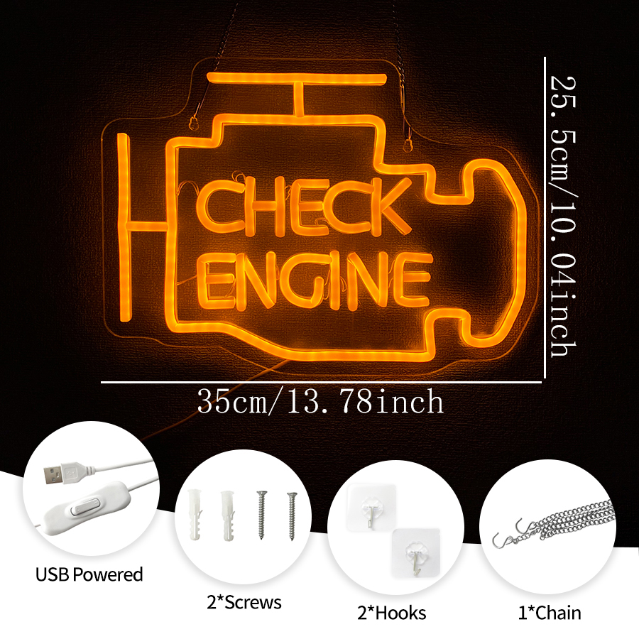 Check Engine Neon Sign for Man - Auto Repair Shop Signs บทวิจารณ์และราคา