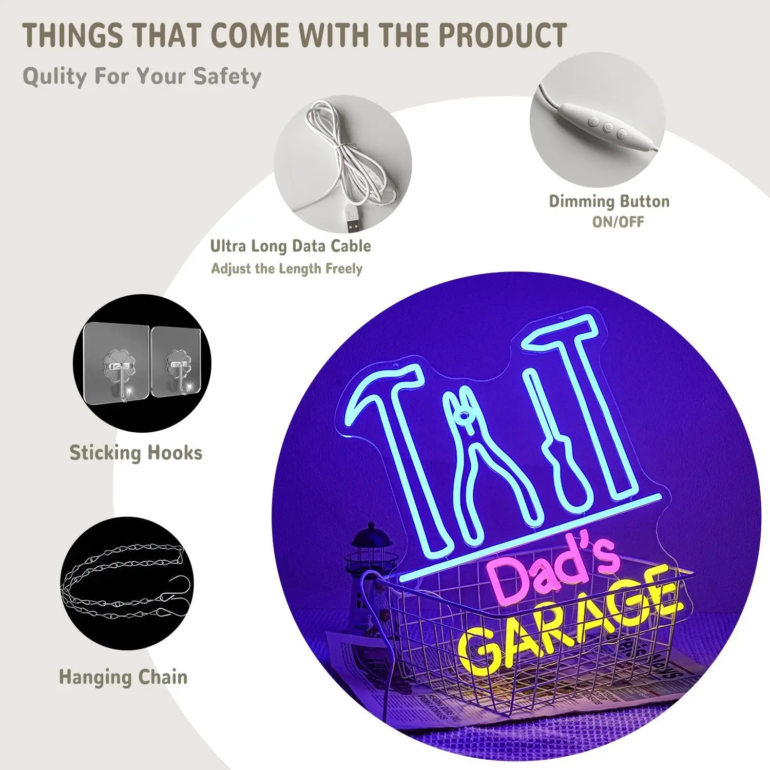 Dad's Garage Neon Sign USB Pow - Auto Repair Shop Signs บทวิจารณ์และราคา
