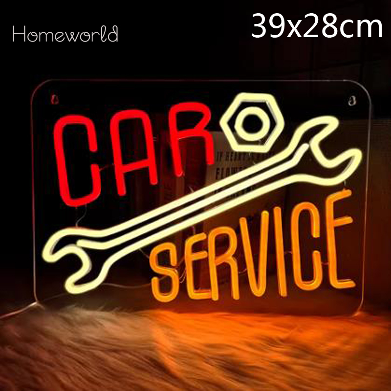 Car Service Neon Sign  Warm Wh - Auto Repair Shop Signs บทวิจารณ์และราคา