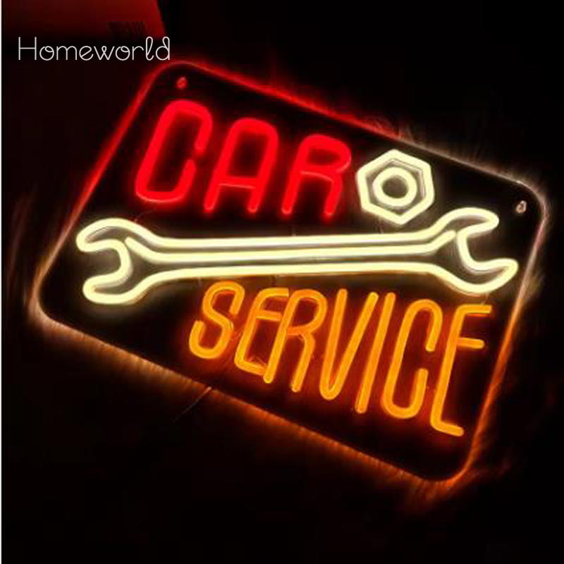 Car Service Neon Sign  Warm Wh - Auto Repair Shop Signs บทวิจารณ์และราคา