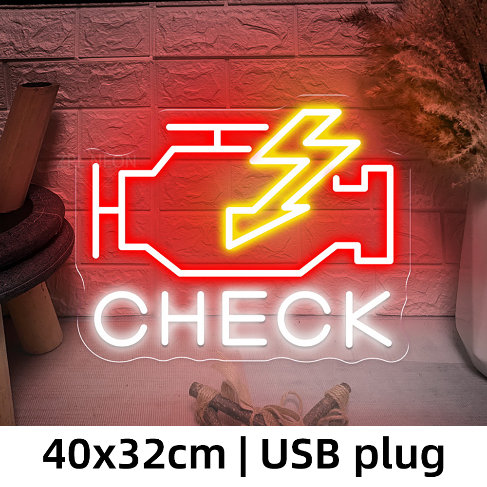 Check Engine Neon Sign Led Lig - Auto Repair Shop Signs บทวิจารณ์และราคา
