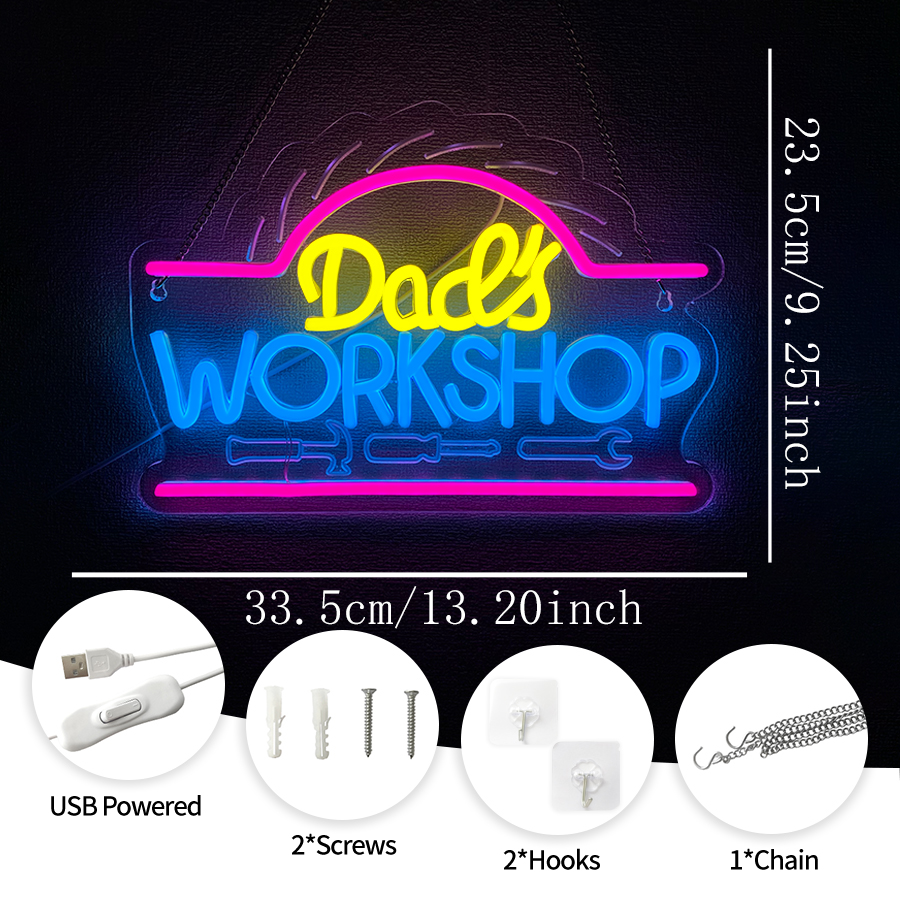 Dad'S Workshop Led Neon Sign,  - Auto Repair Shop Signs บทวิจารณ์และราคา