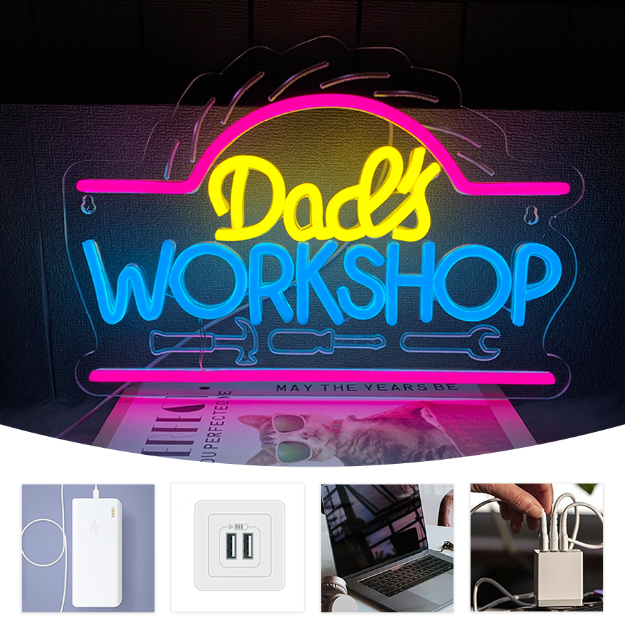 Dad'S Workshop Led Neon Sign,  - Auto Repair Shop Signs บทวิจารณ์และราคา
