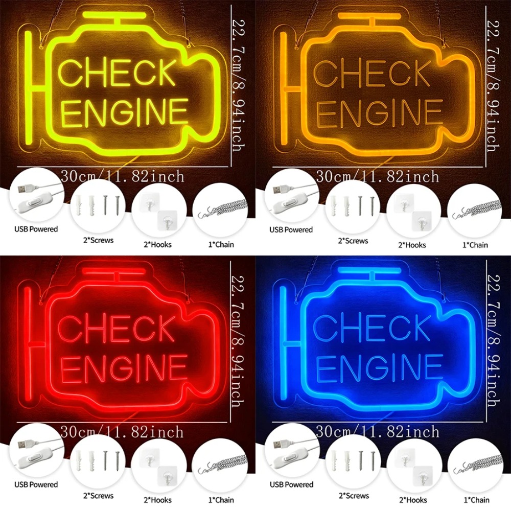 'CHECK ENGINE' Neon Sign, LED  - Auto Repair Shop Signs บทวิจารณ์และราคา