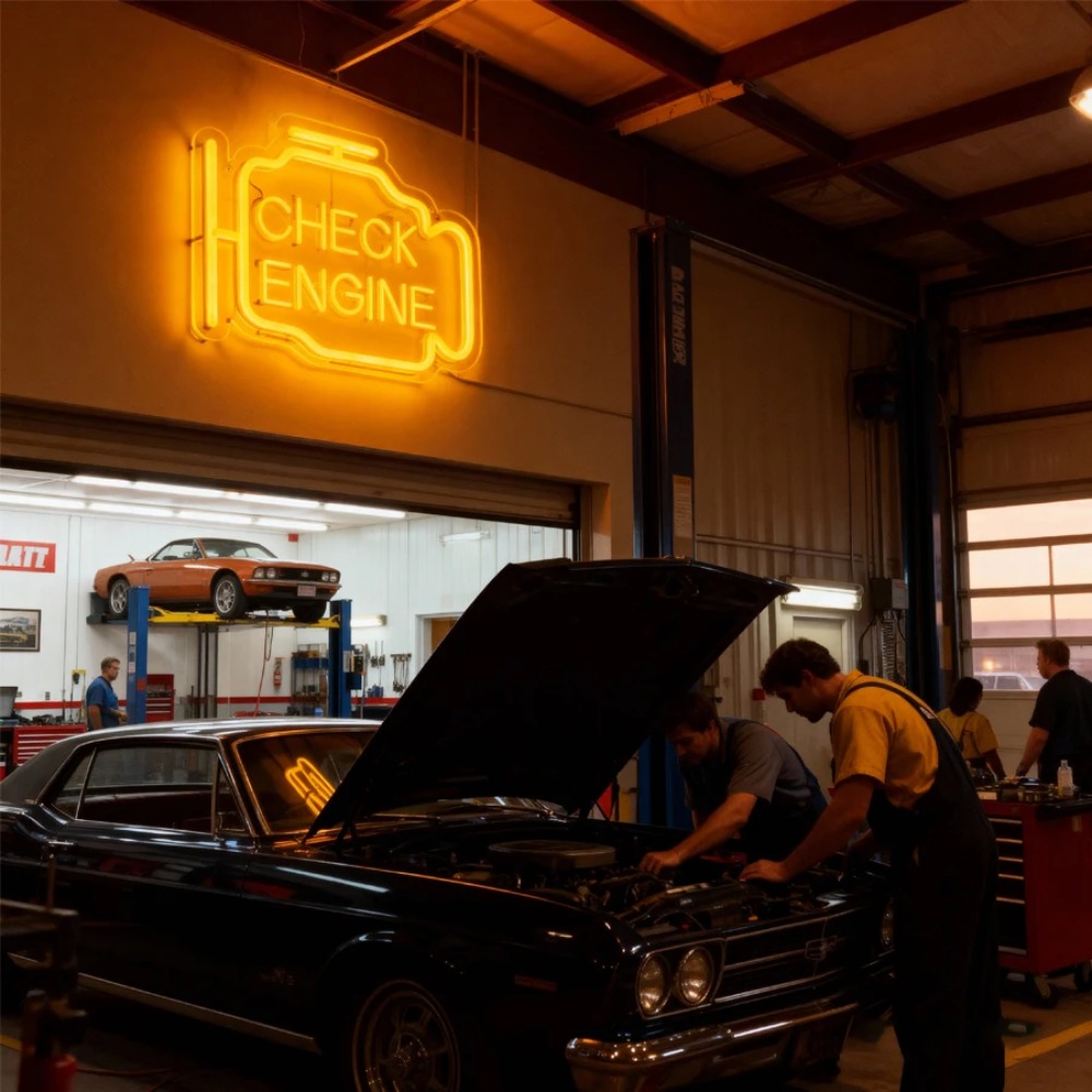 'CHECK ENGINE' Neon Sign, LED  - Auto Repair Shop Signs บทวิจารณ์และราคา