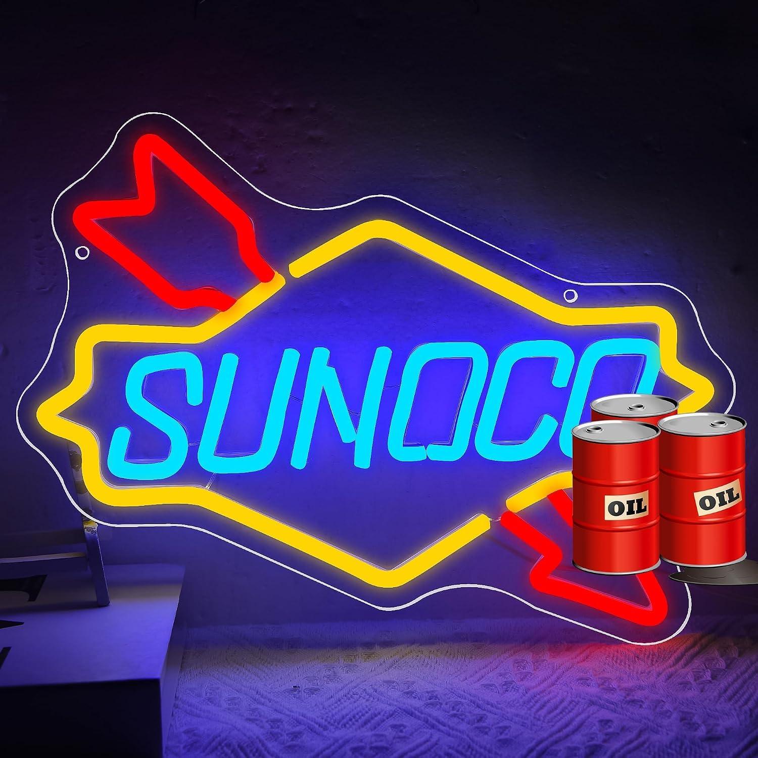 Gas Station Neon Sign Oil USB  - Auto Repair Shop Signs บทวิจารณ์และราคา