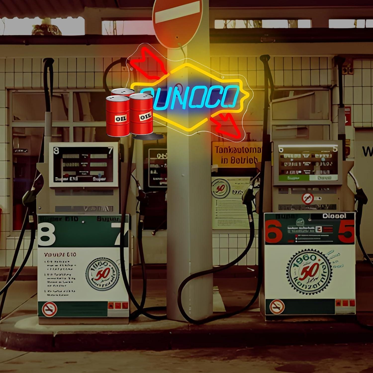 Gas Station Neon Sign Oil USB  - Auto Repair Shop Signs บทวิจารณ์และราคา