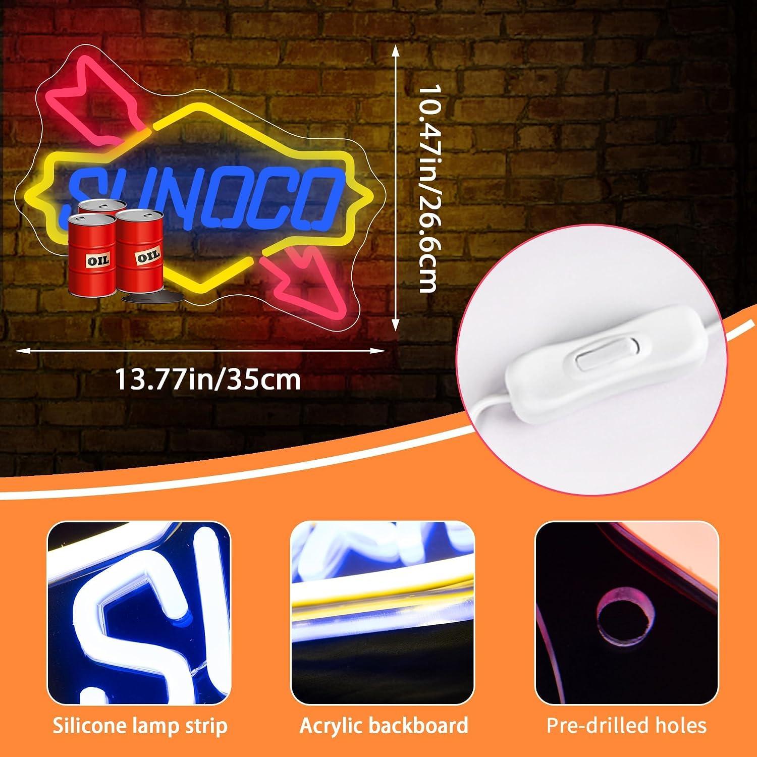 Gas Station Neon Sign Oil USB  - Auto Repair Shop Signs บทวิจารณ์และราคา