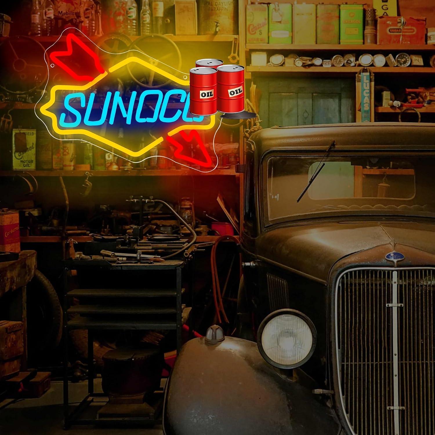 Gas Station Neon Sign Oil USB  - Auto Repair Shop Signs บทวิจารณ์และราคา