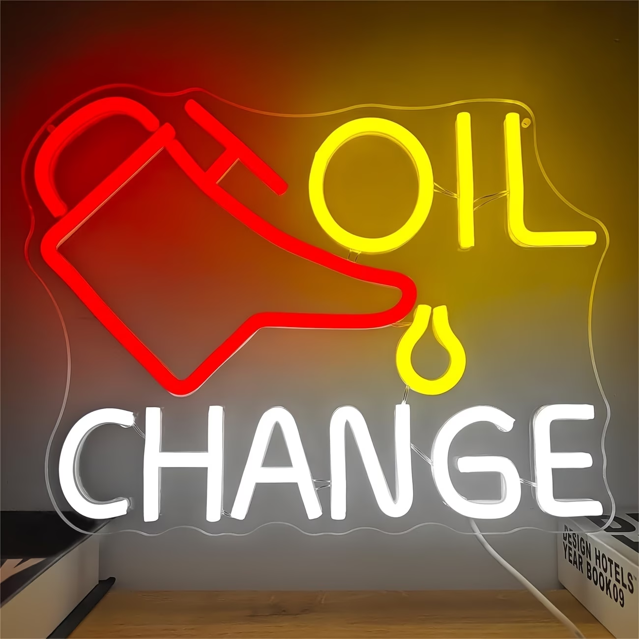 Oil Change Neon Sign Garage Ne - Auto Repair Shop Signs บทวิจารณ์และราคา
