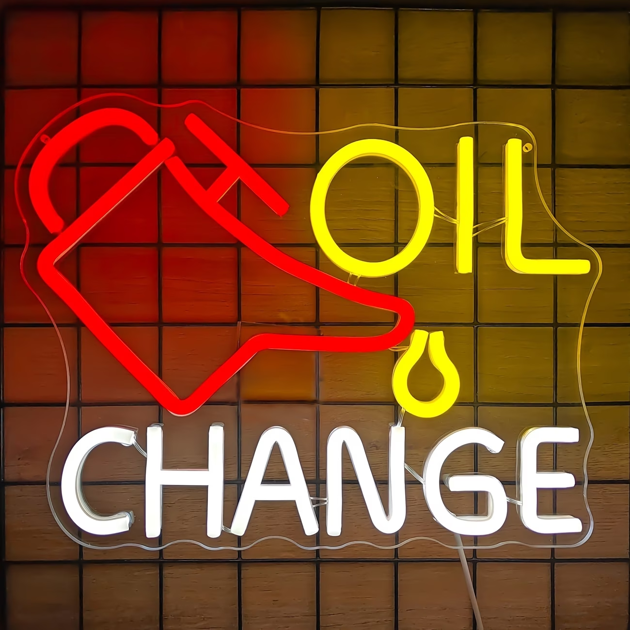 Oil Change Neon Sign Garage Ne - Auto Repair Shop Signs บทวิจารณ์และราคา