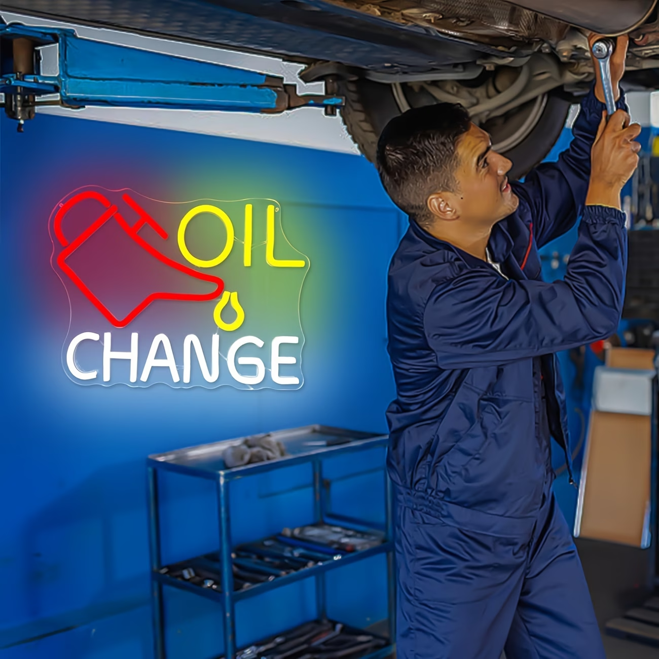 Oil Change Neon Sign Garage Ne - Auto Repair Shop Signs บทวิจารณ์และราคา